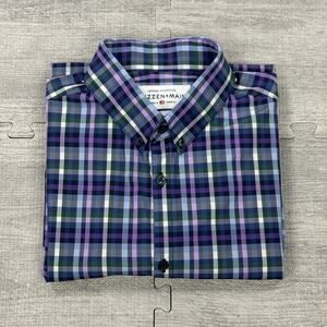 NWOT Mizzen & Main Men XL Leeward Stretch Standard Fit Button Down Plaid Purple